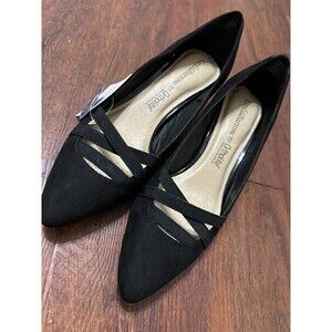 Croft And Barrow Womens Black Heels Pumps Size 7M Faux Suede